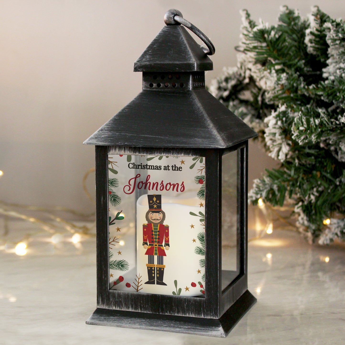 Personalised Christmas Nutcracker Black Lantern - MK&JD Gifts