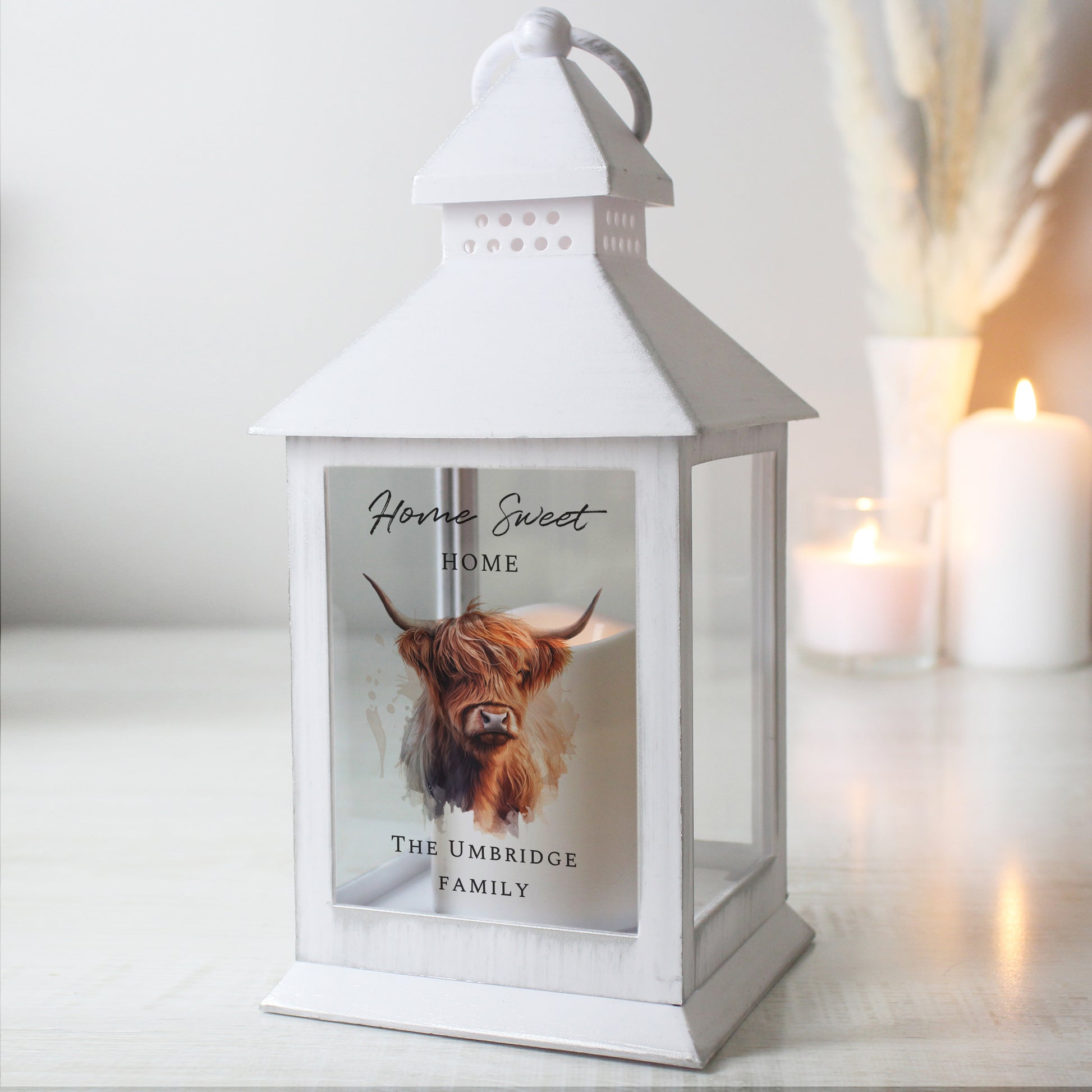 Personalised Highland Cow LED Lantern - MK&JD Gifts