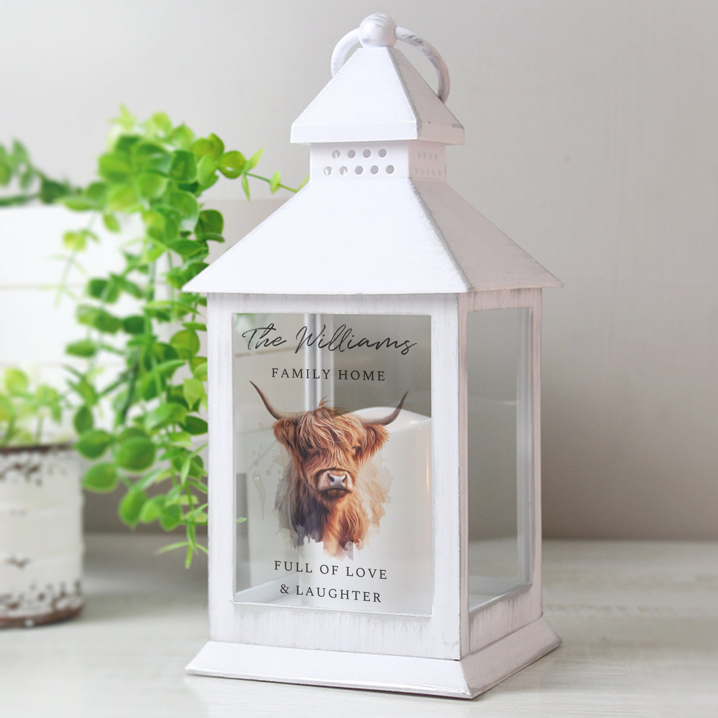 Personalised Highland Cow LED Lantern - MK&JD Gifts