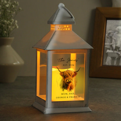 Personalised Highland Cow LED Lantern - MK&JD Gifts