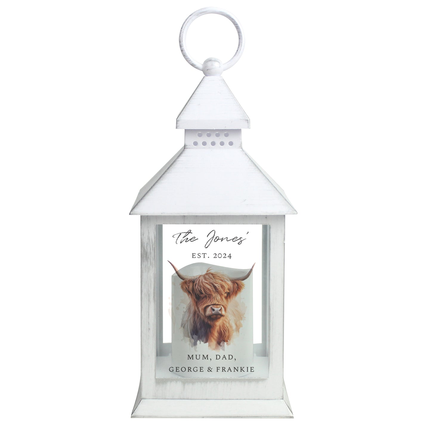 Personalised Highland Cow LED Lantern - MK&JD Gifts