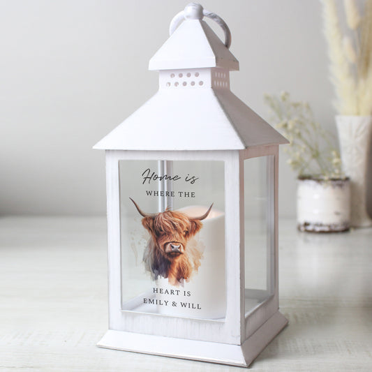 Personalised Highland Cow LED Lantern - MK&JD Gifts