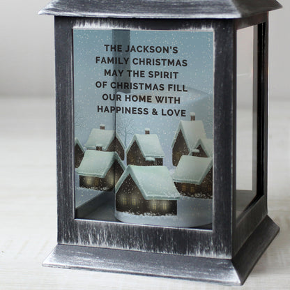 Personalised Christmas Town Black Lantern - MK&JD Gifts