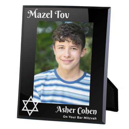 Personalised Bar and Bat Mitzvah Black Glass 5x7 Photo Frame - MK&JD Gifts