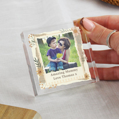 Personalised Wild Flowers Photo Upload Small Crystal Token - MK&JD Gifts