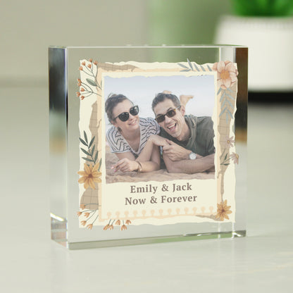 Personalised Wild Flowers Photo Upload Small Crystal Token