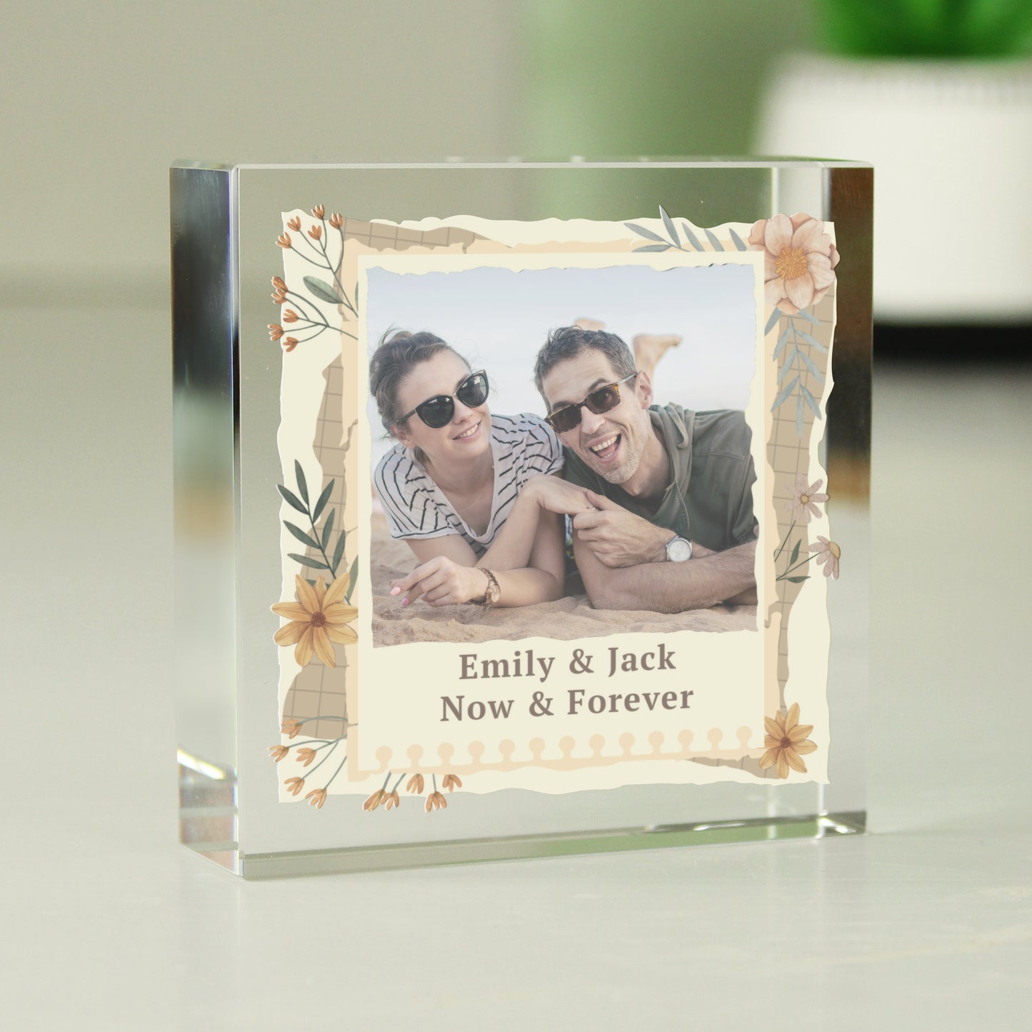 Personalised Wild Flowers Photo Upload Small Crystal Token - MK&JD Gifts