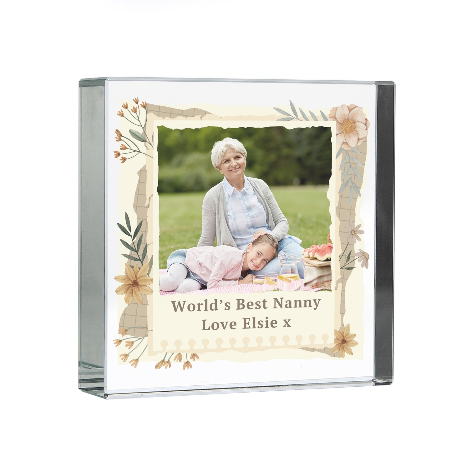 Personalised Wild Flowers Photo Upload Small Crystal Token - MK&JD Gifts