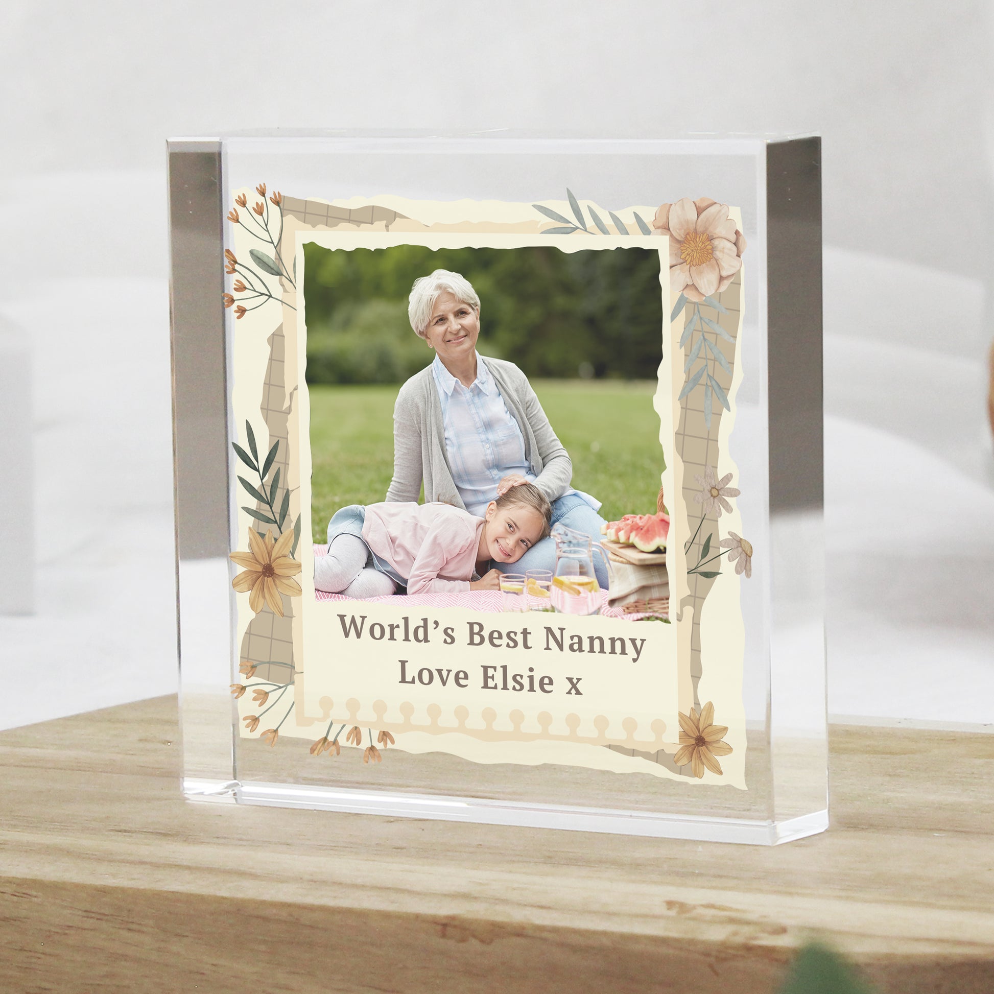 Personalised Wild Flowers Photo Upload Small Crystal Token - MK&JD Gifts