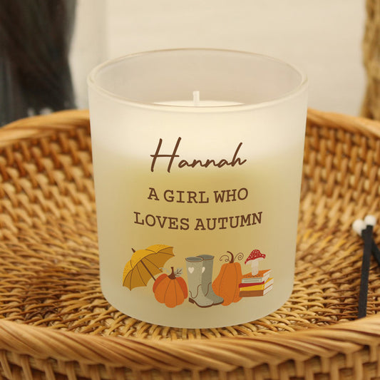 Personalised Pumpkin Frosted Glass Candle - MK&JD Gifts