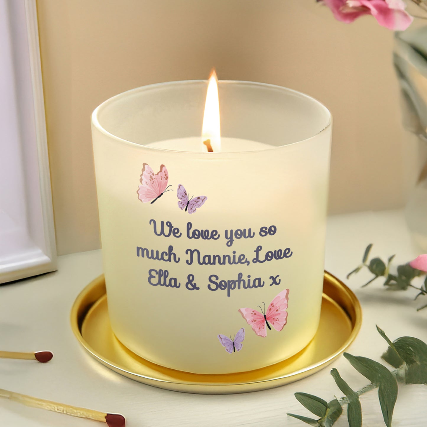 Personalised Butterfly Frosted Candle