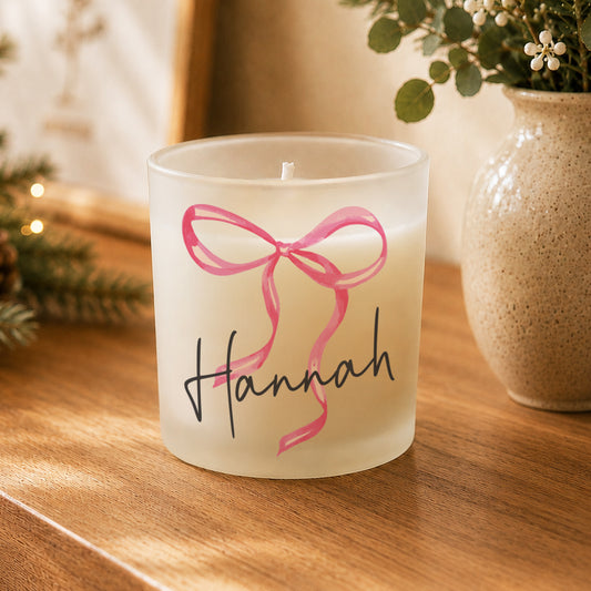Personalised Pink Bow Candle Jar | MK&JD Gifts
