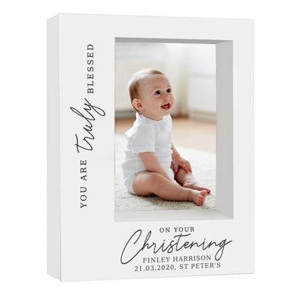 Personalised 'Truly Blessed' Christening 5x7 Box Photo Frame - MK&JD Gifts