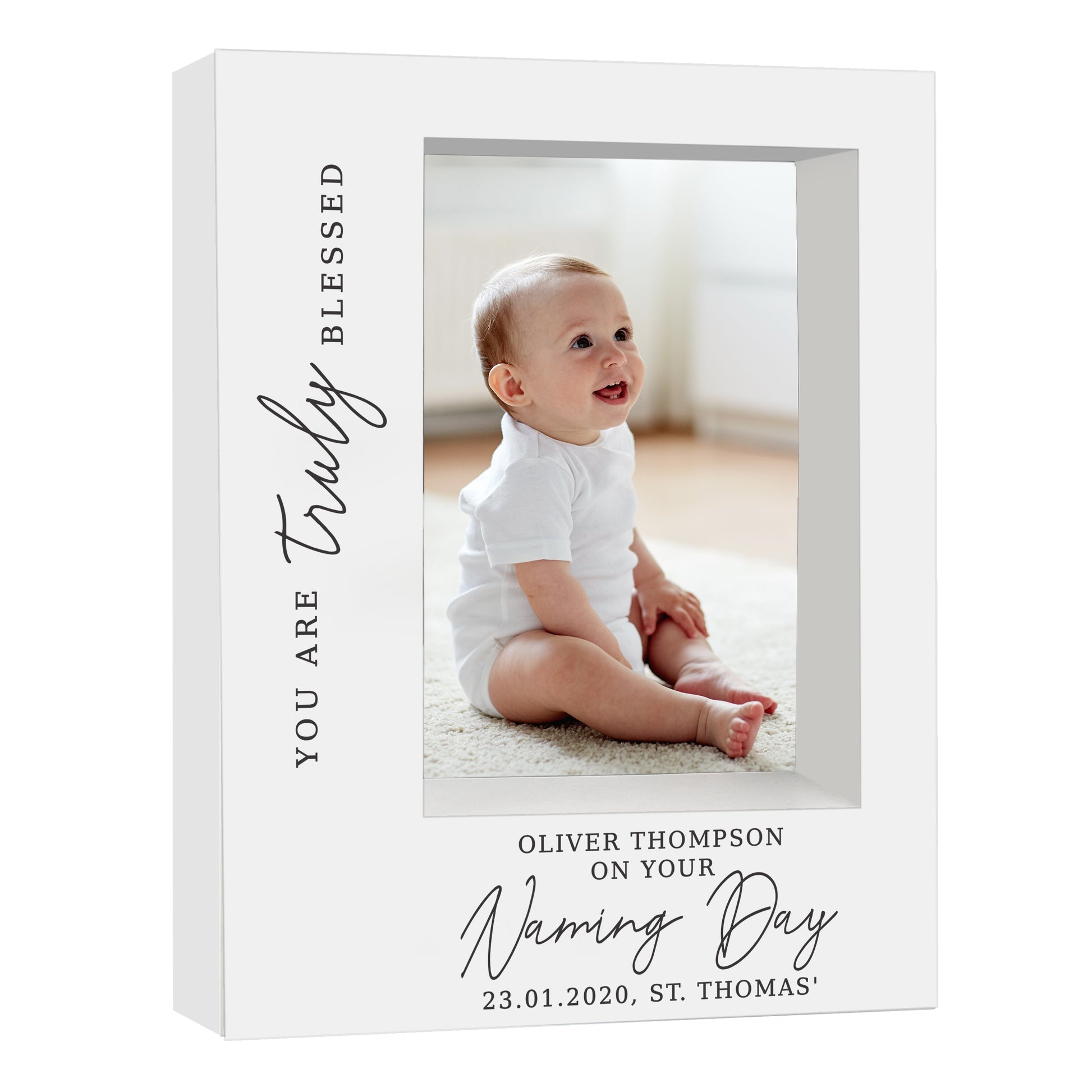 Personalised 'Truly Blessed' Naming Day 5x7 Box Photo Frame - MK&JD Gifts