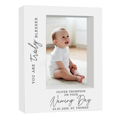 Personalised 'Truly Blessed' Naming Day 5x7 Box Photo Frame - MK&JD Gifts