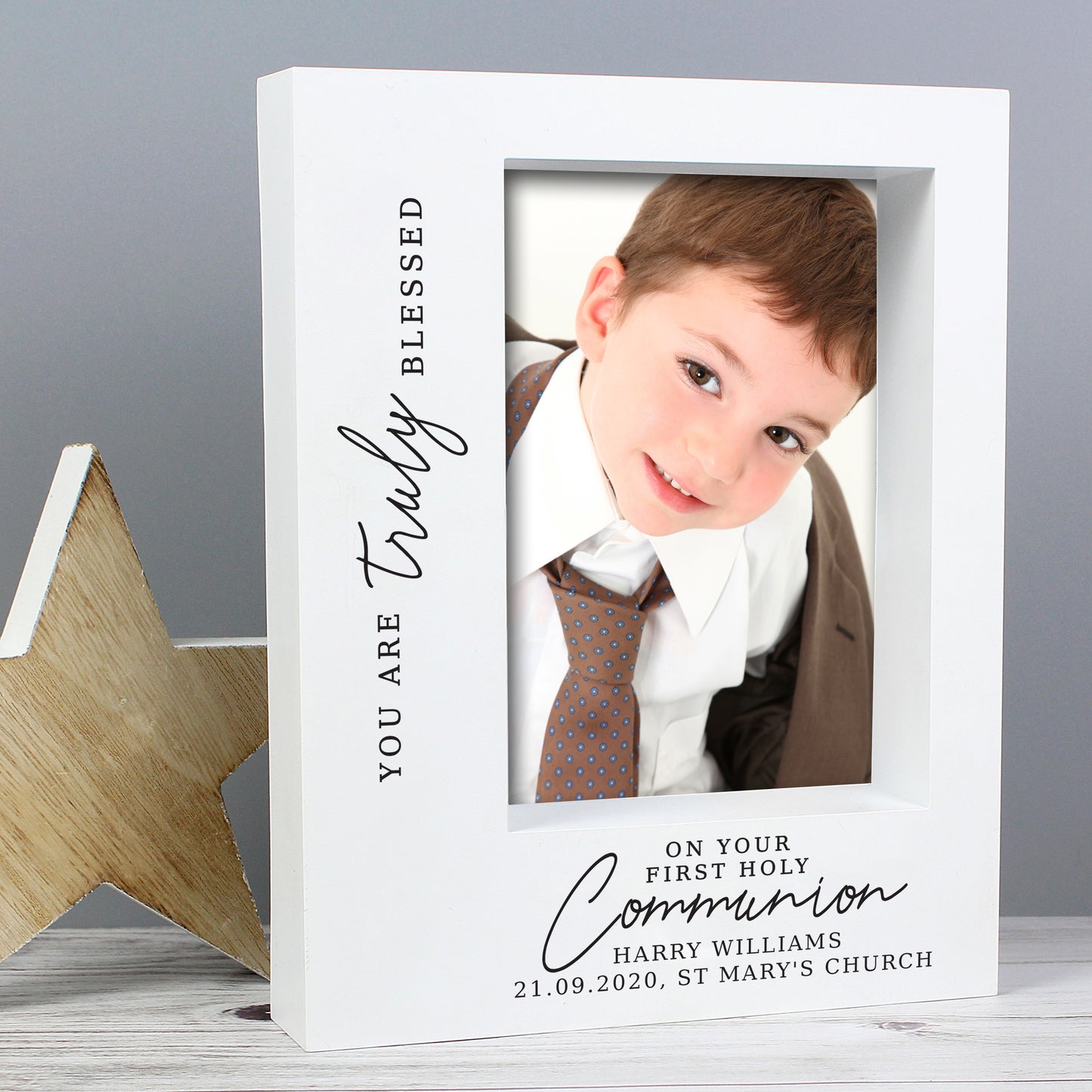 Personalised 'Truly Blessed' First Holy Communion 5x7 Box Photo Frame - MK&JD Gifts
