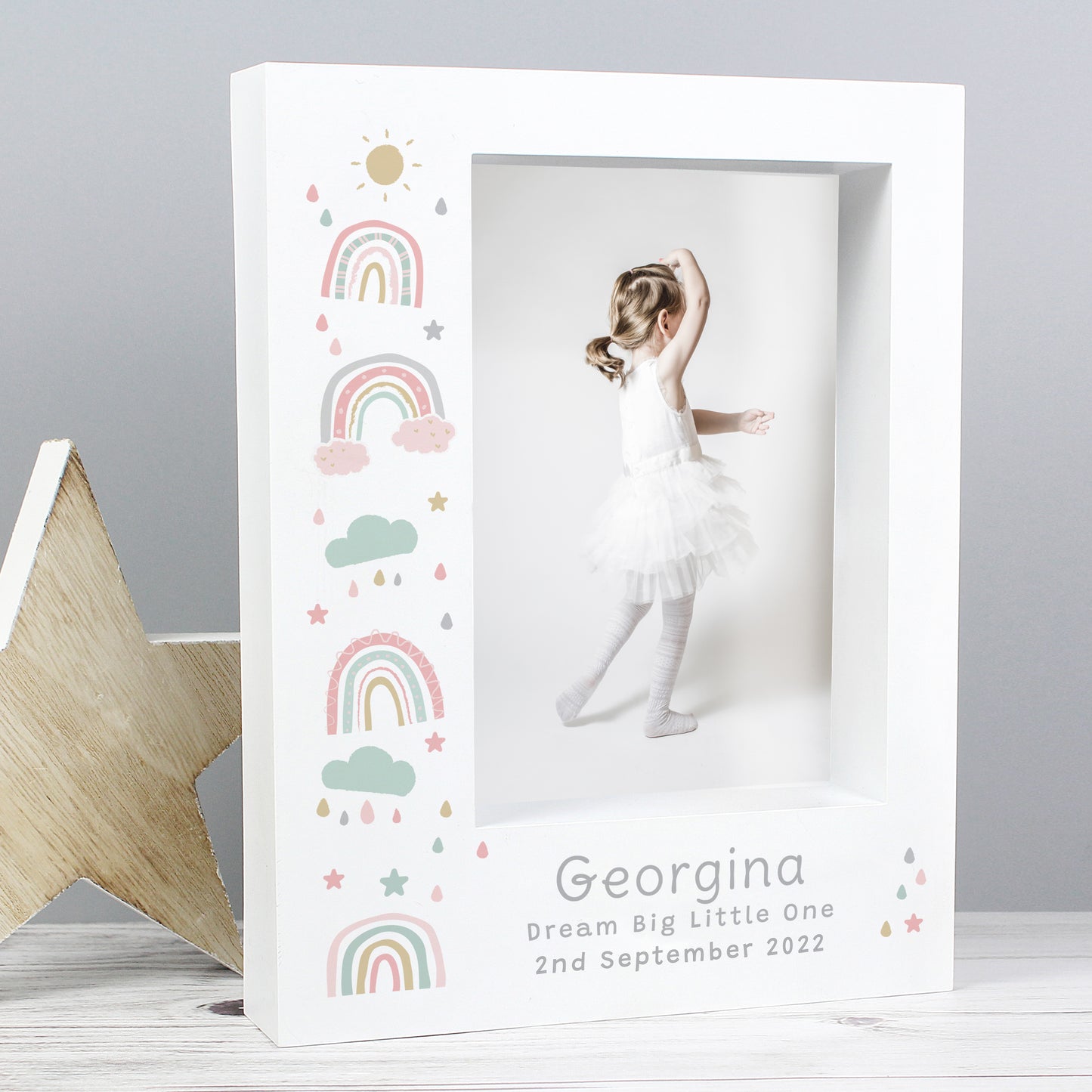 Personalised Rainbow 5x7 Box Photo Frame - MK&JD Gifts