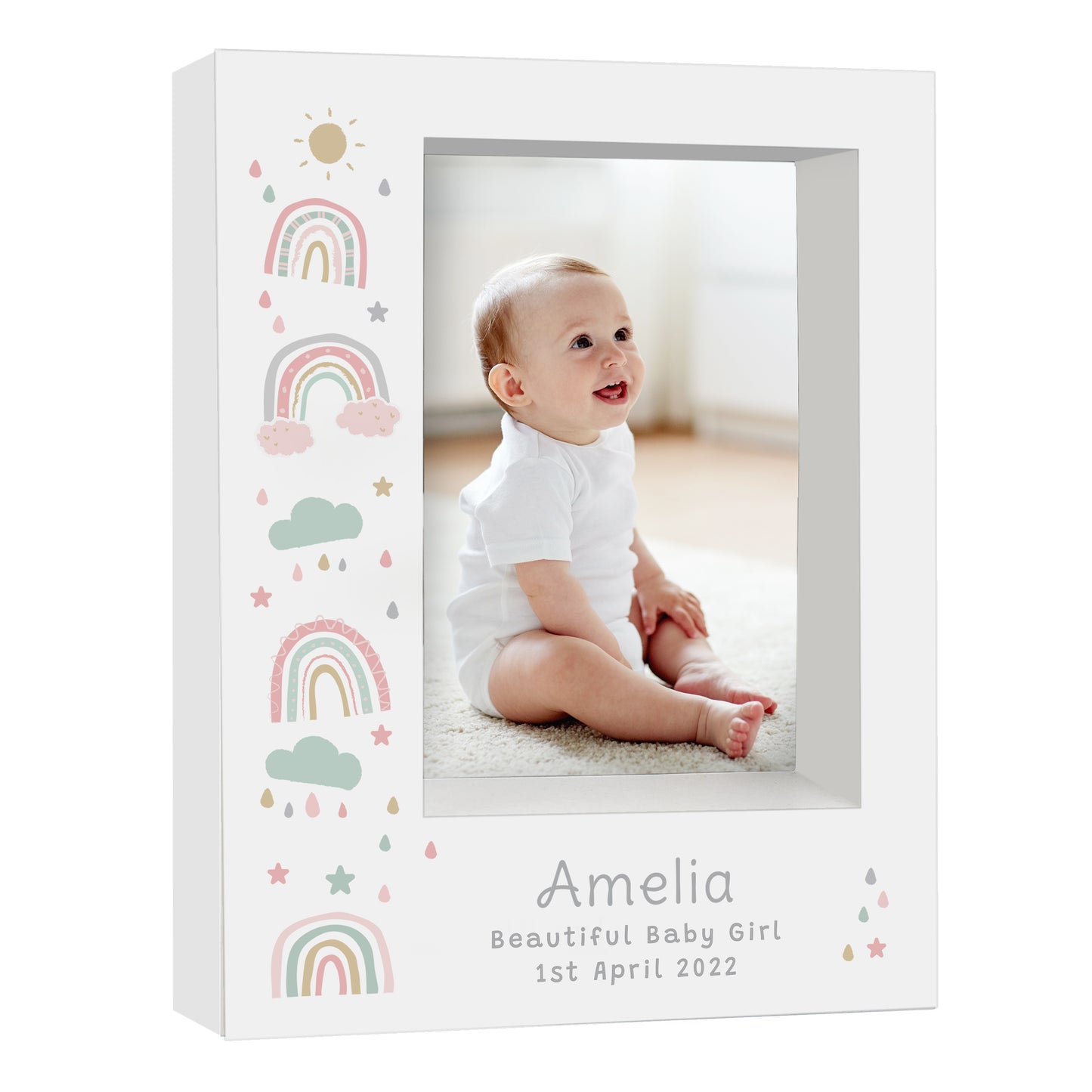 Personalised Rainbow 5x7 Box Photo Frame - MK&JD Gifts