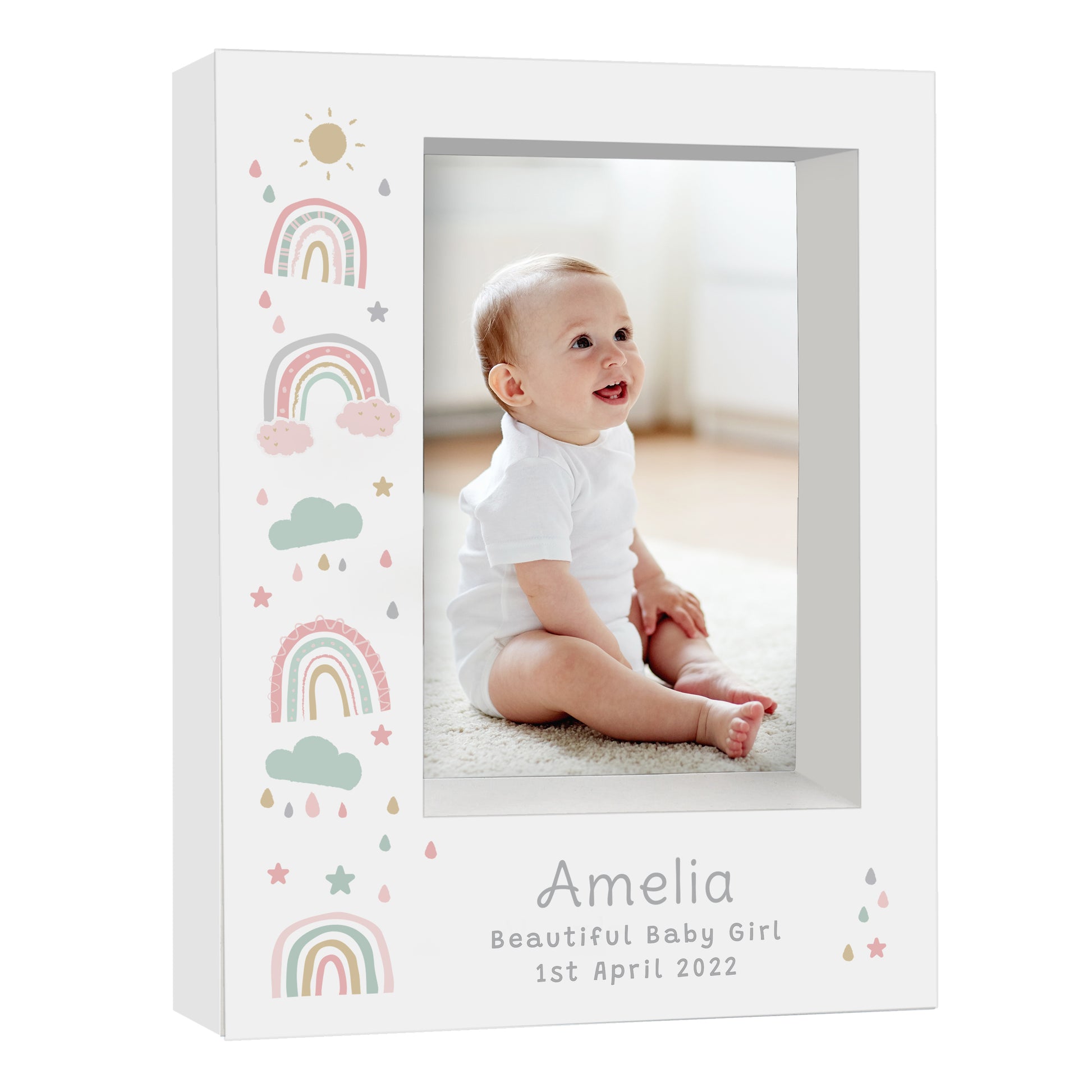 Personalised Rainbow 5x7 Box Photo Frame - MK&JD Gifts