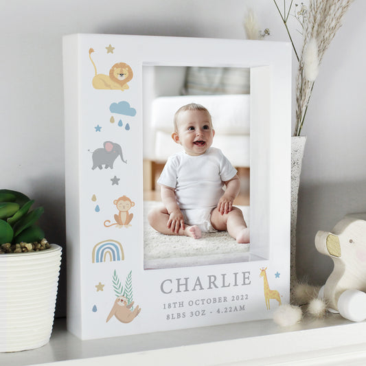 Personalised Safari Animals 5x7 Box Photo Frame - MK&JD Gifts