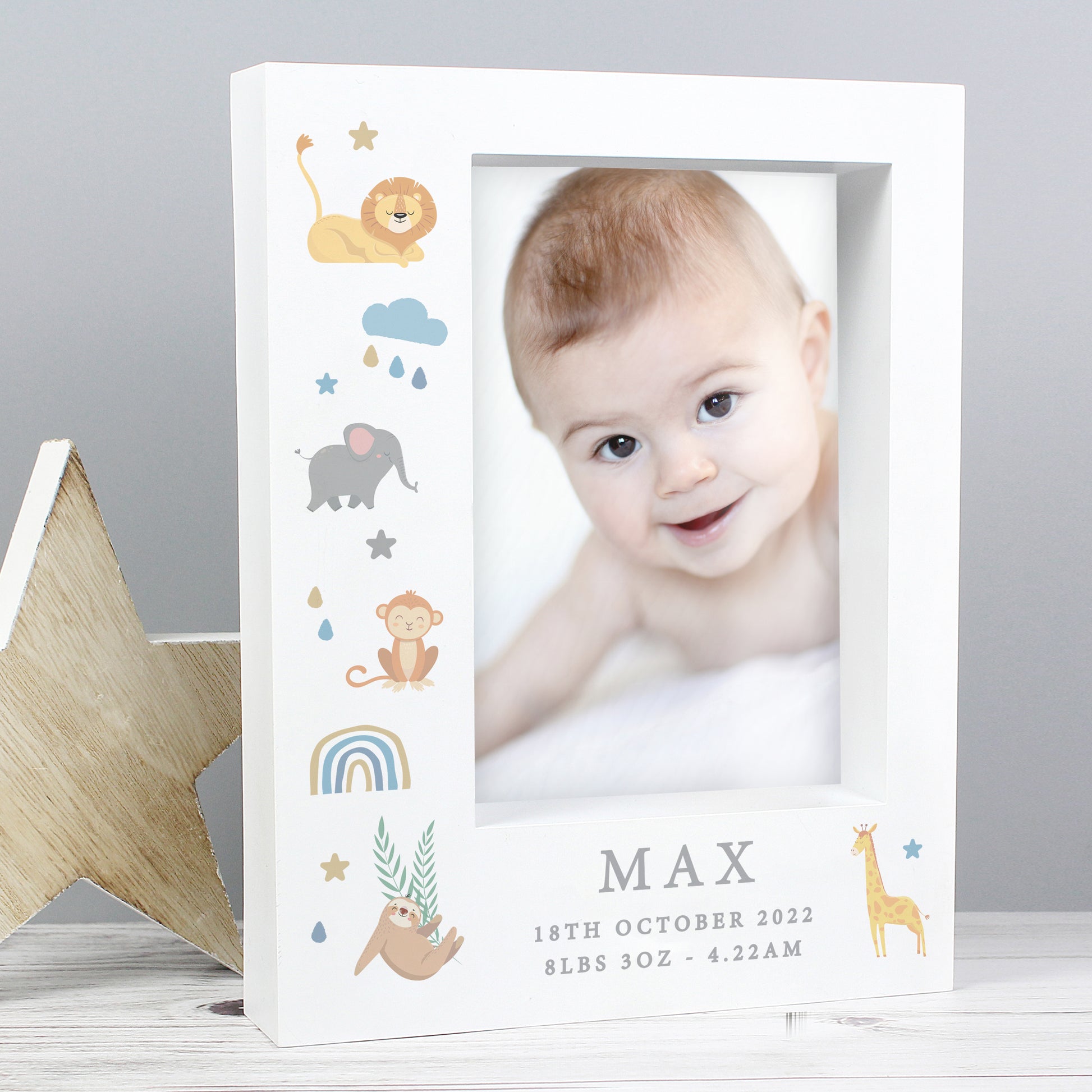 Personalised Safari Animals 5x7 Box Photo Frame - MK&JD Gifts