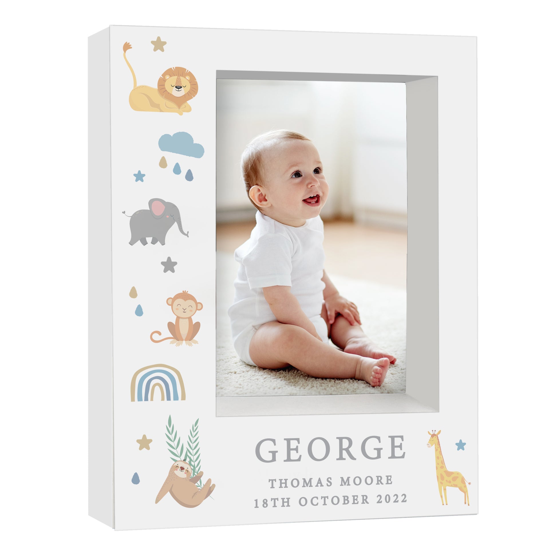 Personalised Safari Animals 5x7 Box Photo Frame - MK&JD Gifts