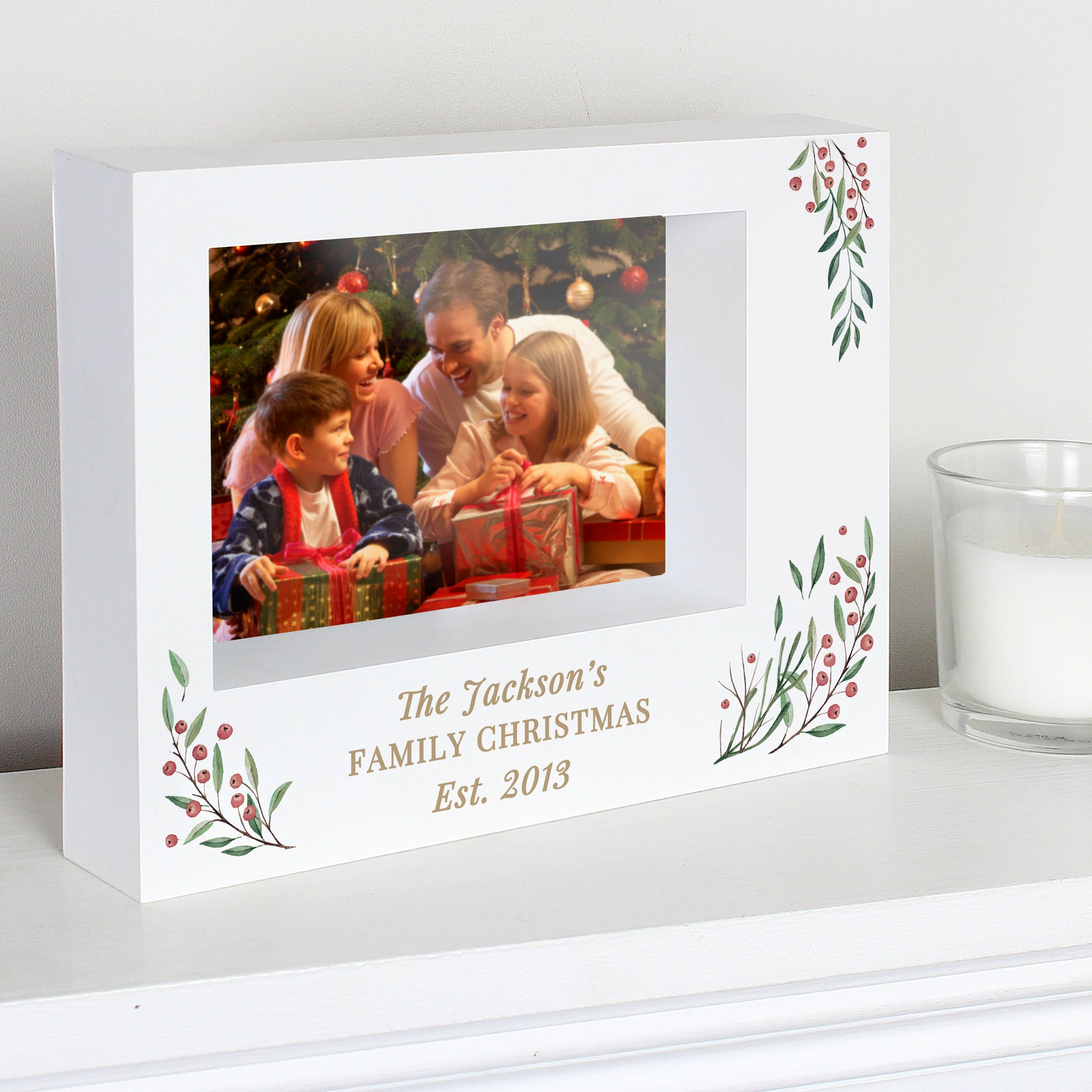 Personalised Christmas Foliage 5x7 Box Photo Frame - MK&JD Gifts