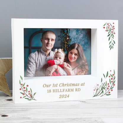 Personalised Christmas Foliage 5x7 Box Photo Frame - MK&JD Gifts