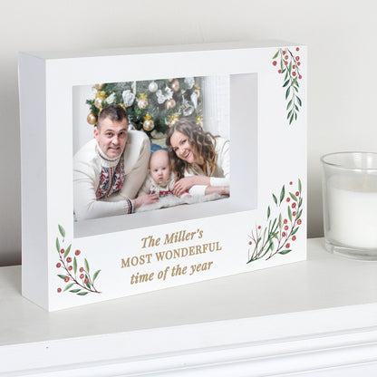 Personalised Christmas Foliage 5x7 Box Photo Frame - MK&JD Gifts