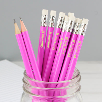 Personalised Butterfly Motif Pink Pencils - MK&JD Gifts