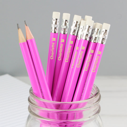 Personalised Butterfly Motif Pink Pencils - MK&JD Gifts
