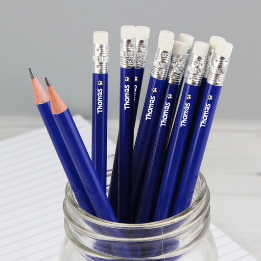 Personalised Football Motif Blue Pencils - MK&JD Gifts
