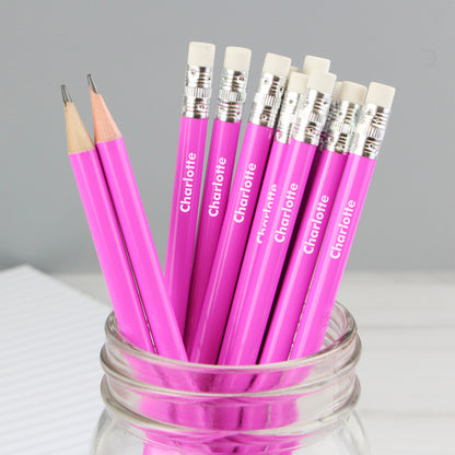 Personalised Name Only Pink Pencils - MK&JD Gifts