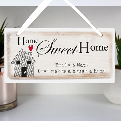 Personalised Home Sweet Home Wooden Sign - MK&JD Gifts