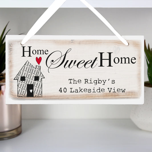Personalised Home Sweet Home Wooden Sign - MK&JD Gifts