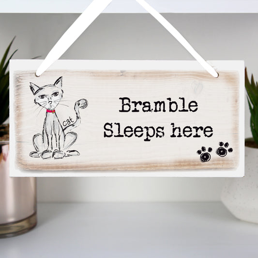 Personalised Cat Wooden Sign - MK&JD Gifts