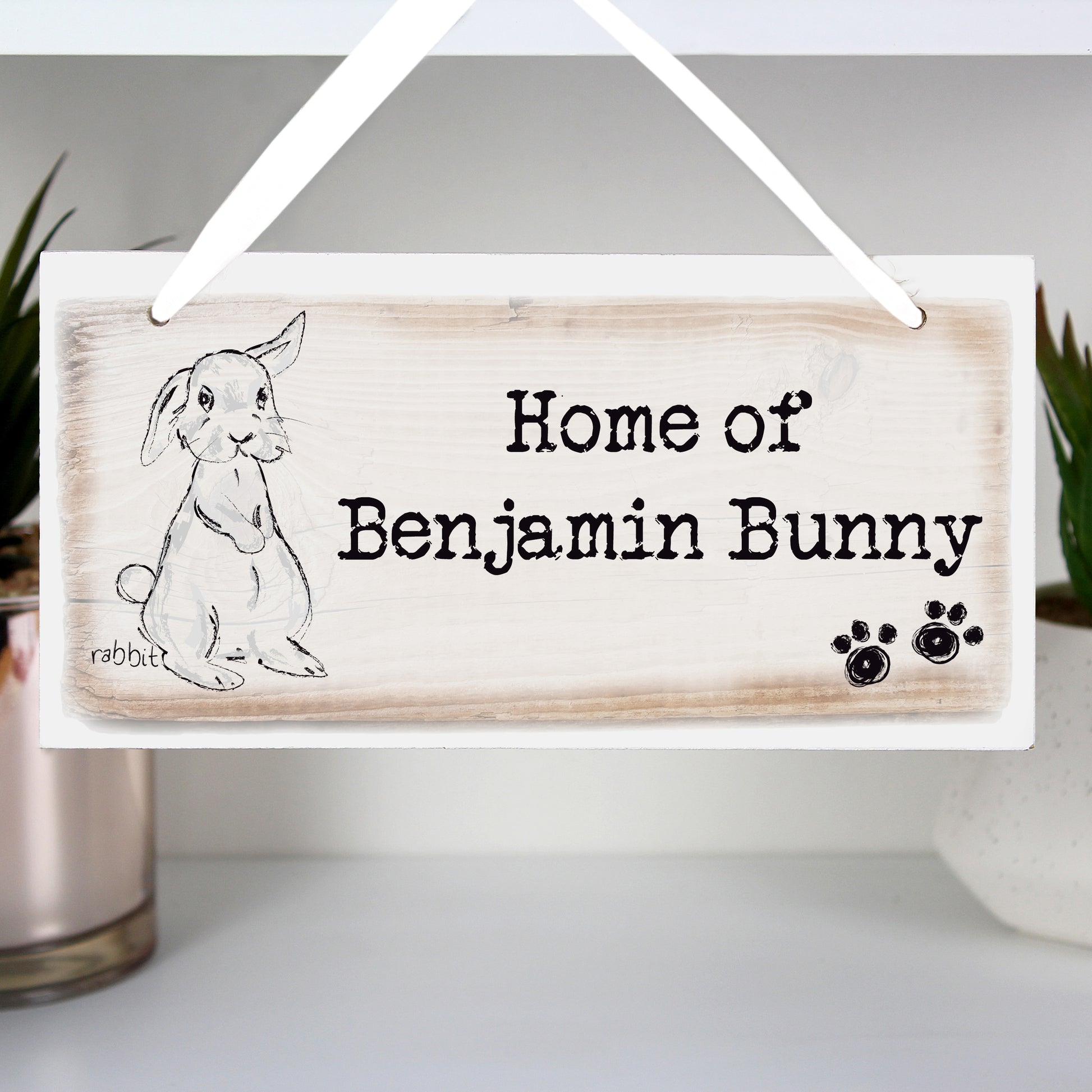 Personalised Rabbit Wooden Sign - MK&JD Gifts