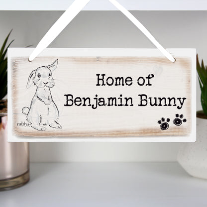 Personalised Rabbit Wooden Sign - MK&JD Gifts