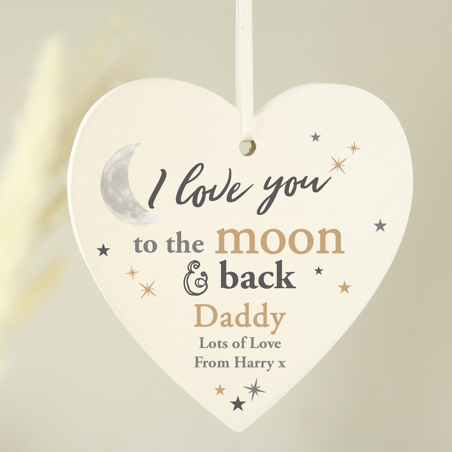 Personalised To the Moon and Back... Wooden Heart Decoration - MK&JD Gifts