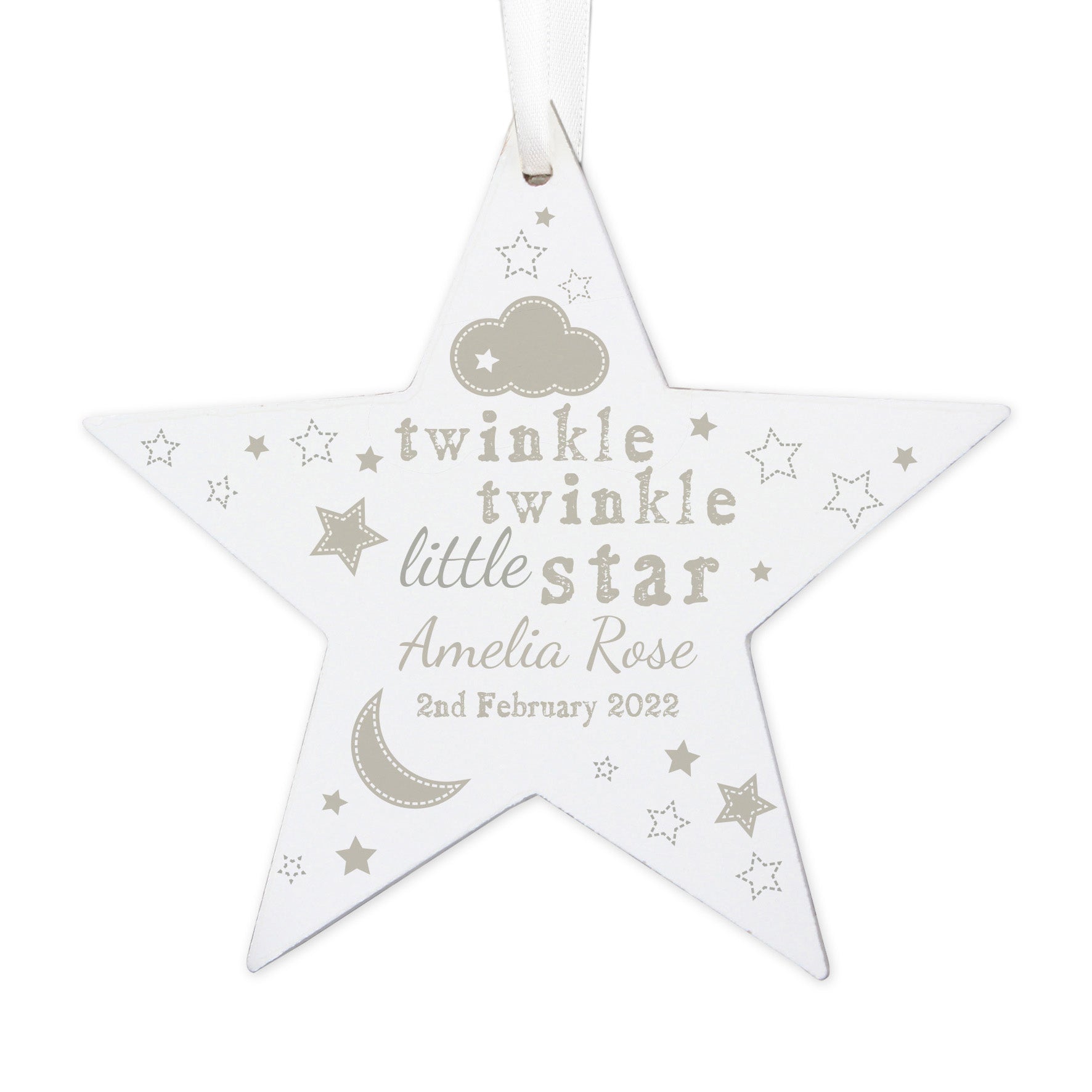 Personalised Twinkle Twinkle Wooden Star Decoration - MK&JD Gifts