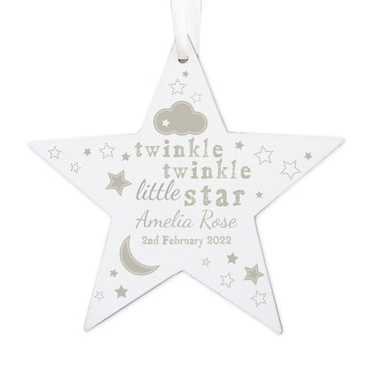 Personalised Twinkle Twinkle Wooden Star Decoration - MK&JD Gifts