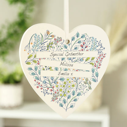 Personalised Botanical Wooden Heart Decoration - MK&JD Gifts