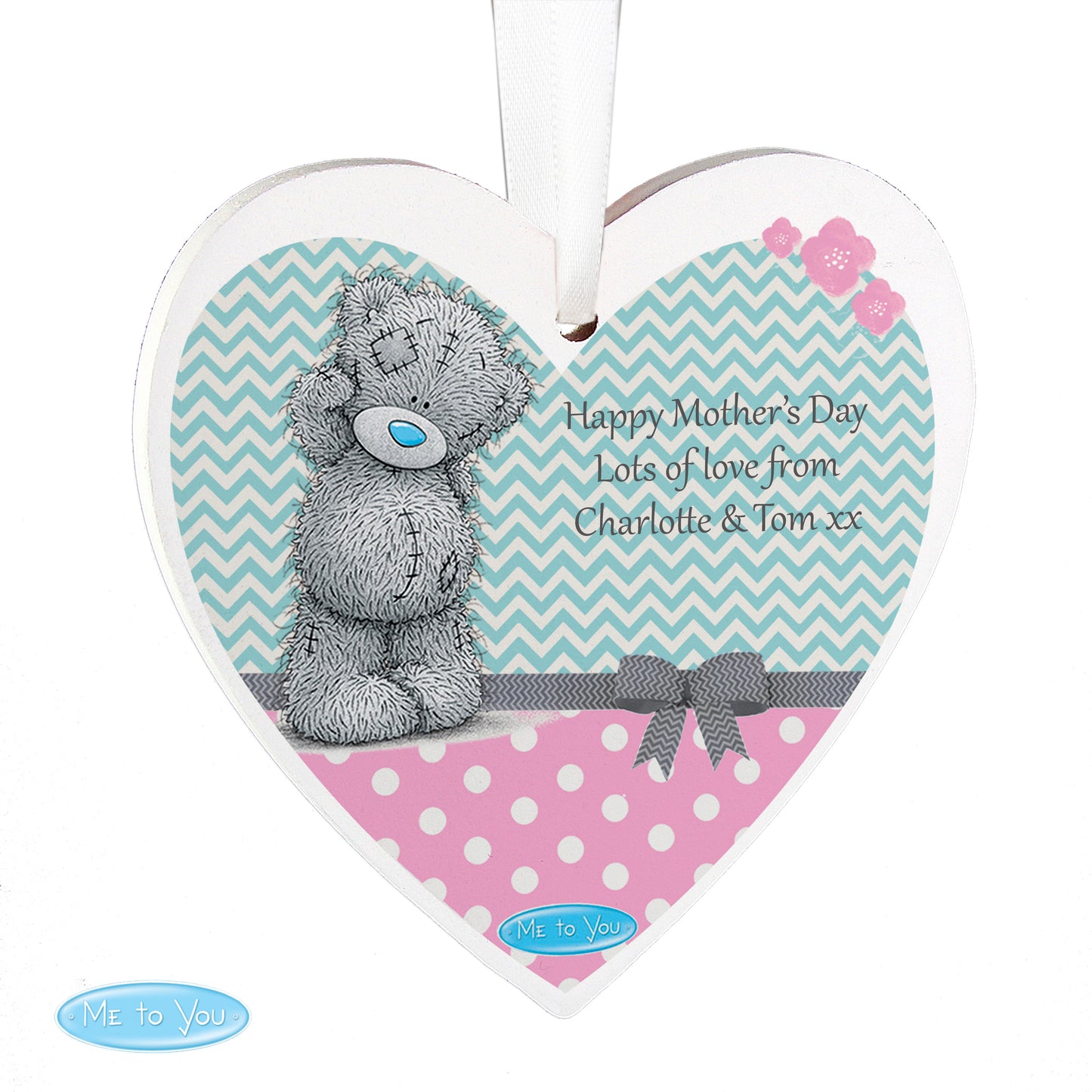 Personalised Me To You Pastel Polka Dot for Her Wooden Heart Decoration - MK&JD Gifts