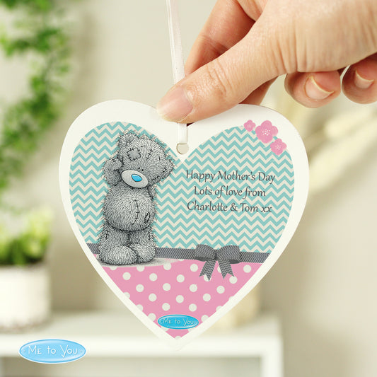 Personalised Me To You Pastel Polka Dot for Her Wooden Heart Decoration - MK&JD Gifts