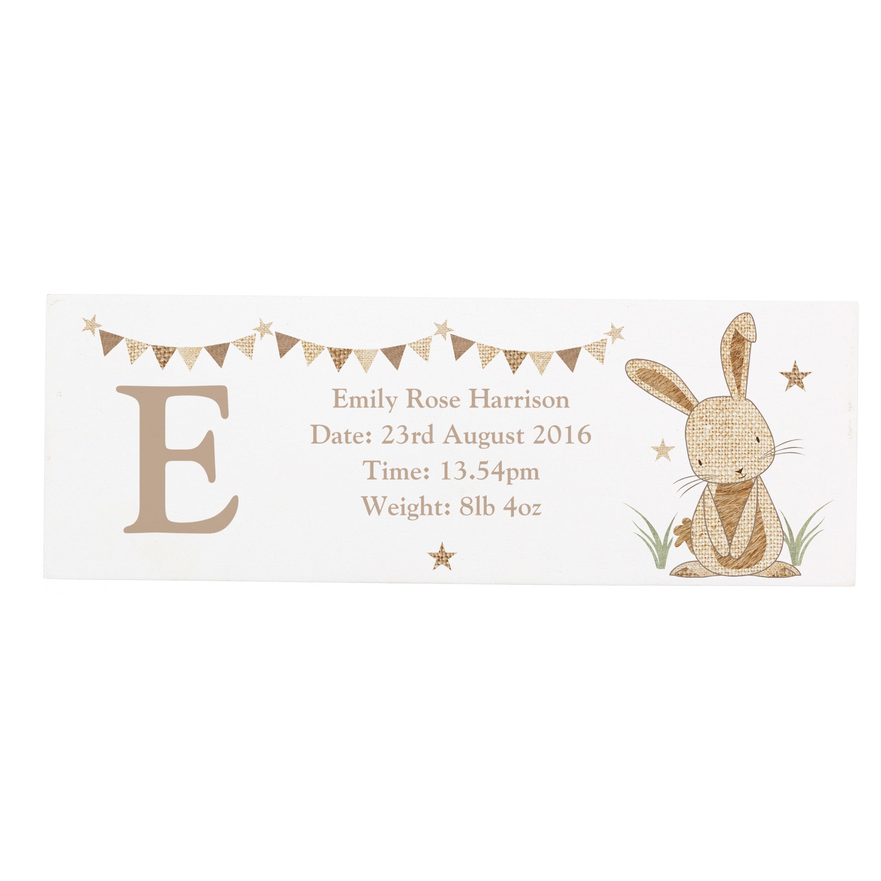 Personalised Hessian Rabbit Wooden Mantel Decoration - MK&JD Gifts