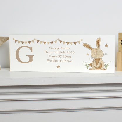 Personalised Hessian Rabbit Wooden Mantel Decoration - MK&JD Gifts
