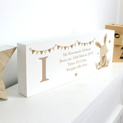 Personalised Hessian Rabbit Wooden Mantel Decoration - MK&JD Gifts
