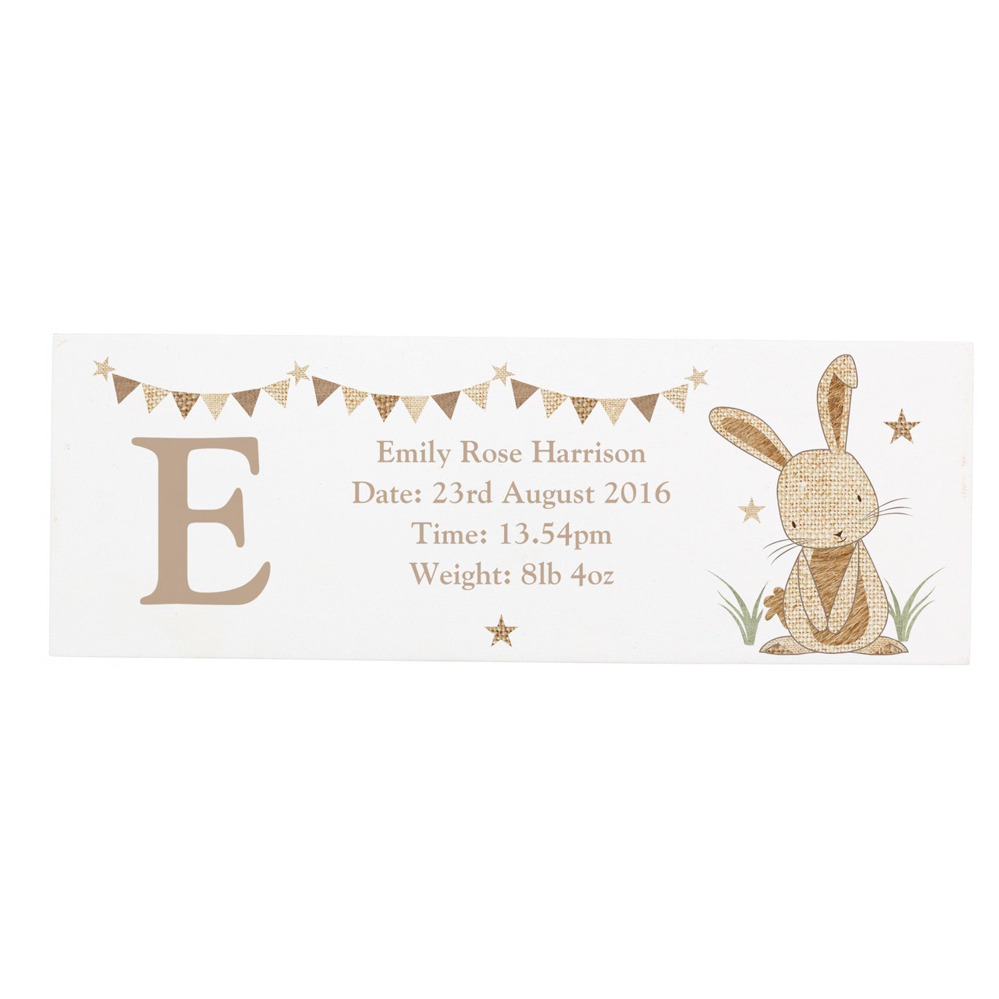 Personalised Hessian Rabbit Wooden Mantel Decoration - MK&JD Gifts