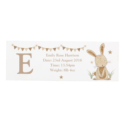 Personalised Hessian Rabbit Wooden Mantel Decoration - MK&JD Gifts