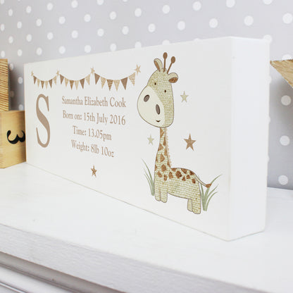 Personalised Hessian Giraffe Wooden Mantel Decoration - MK&JD Gifts